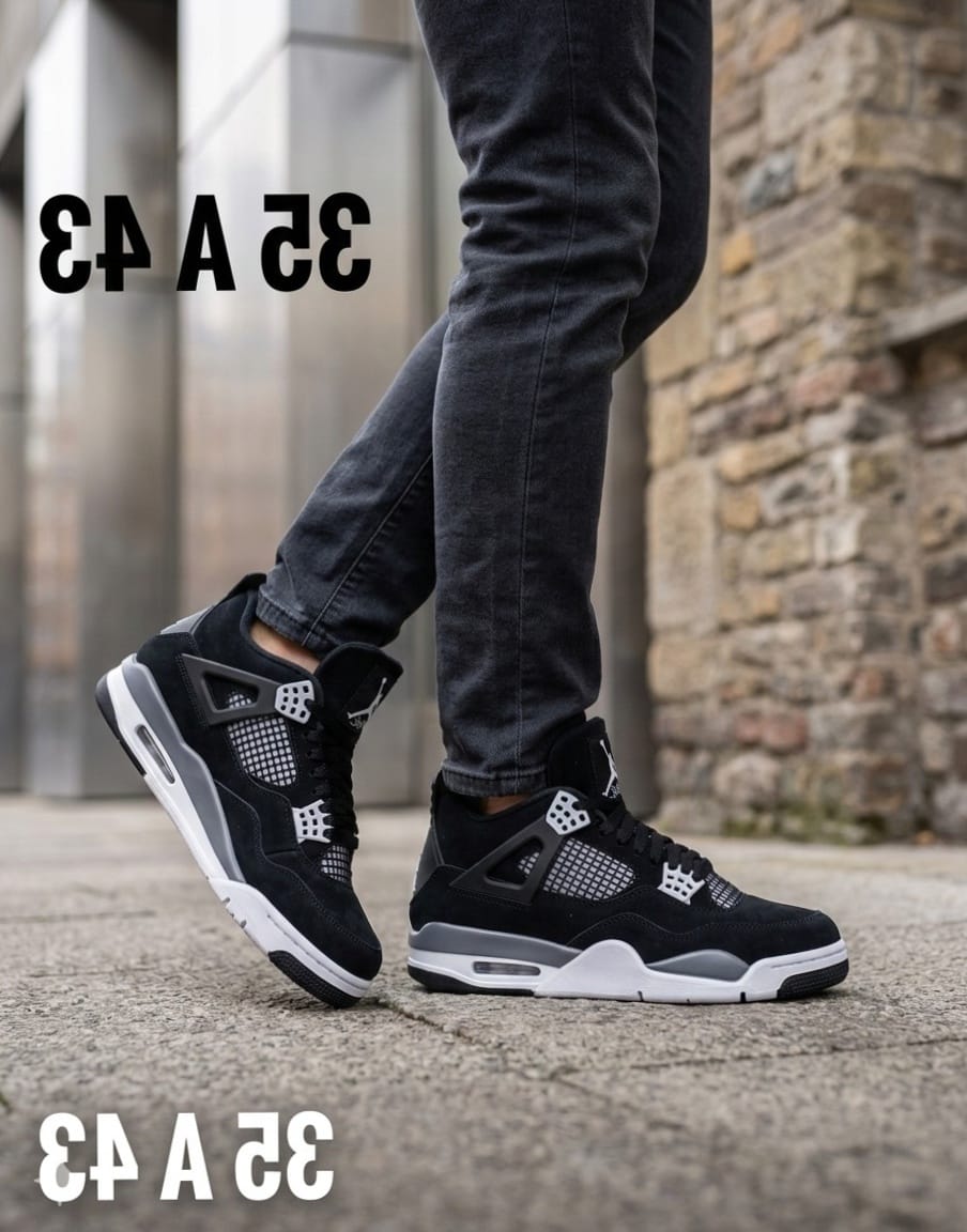 BOTAS RETRO 4 NEGRO BLANCO